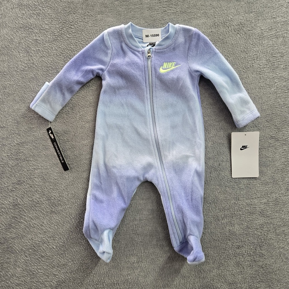 Nike Sleepwear Newborn Toddler 50-56 cm  Blue Fleece Logo Zipper NWT